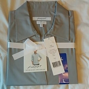 Silver button down shirt